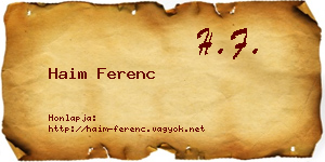 Haim Ferenc névjegykártya